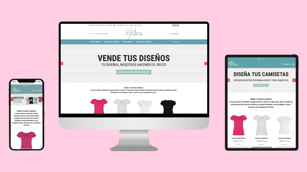 Diseño tienda online Zydea Camisetas