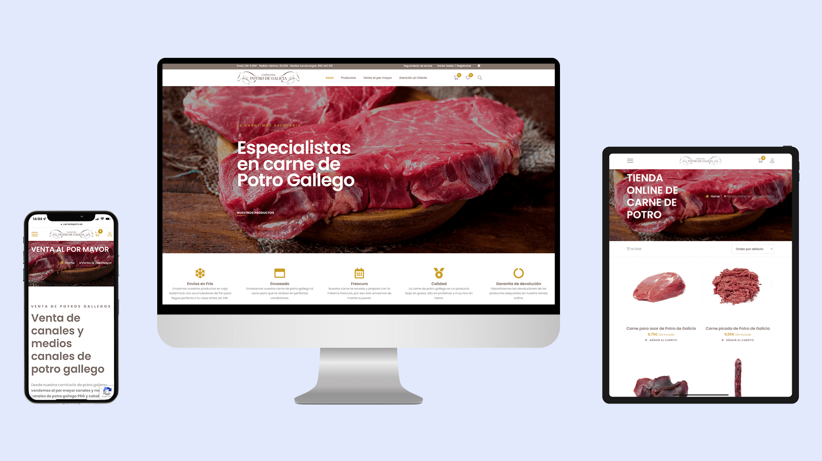 Diseño tienda online Carnicería Potro de Galicia