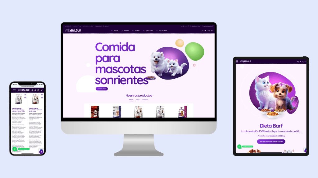 Diseño tienda online MiLolo, Mascotas Sonrientes